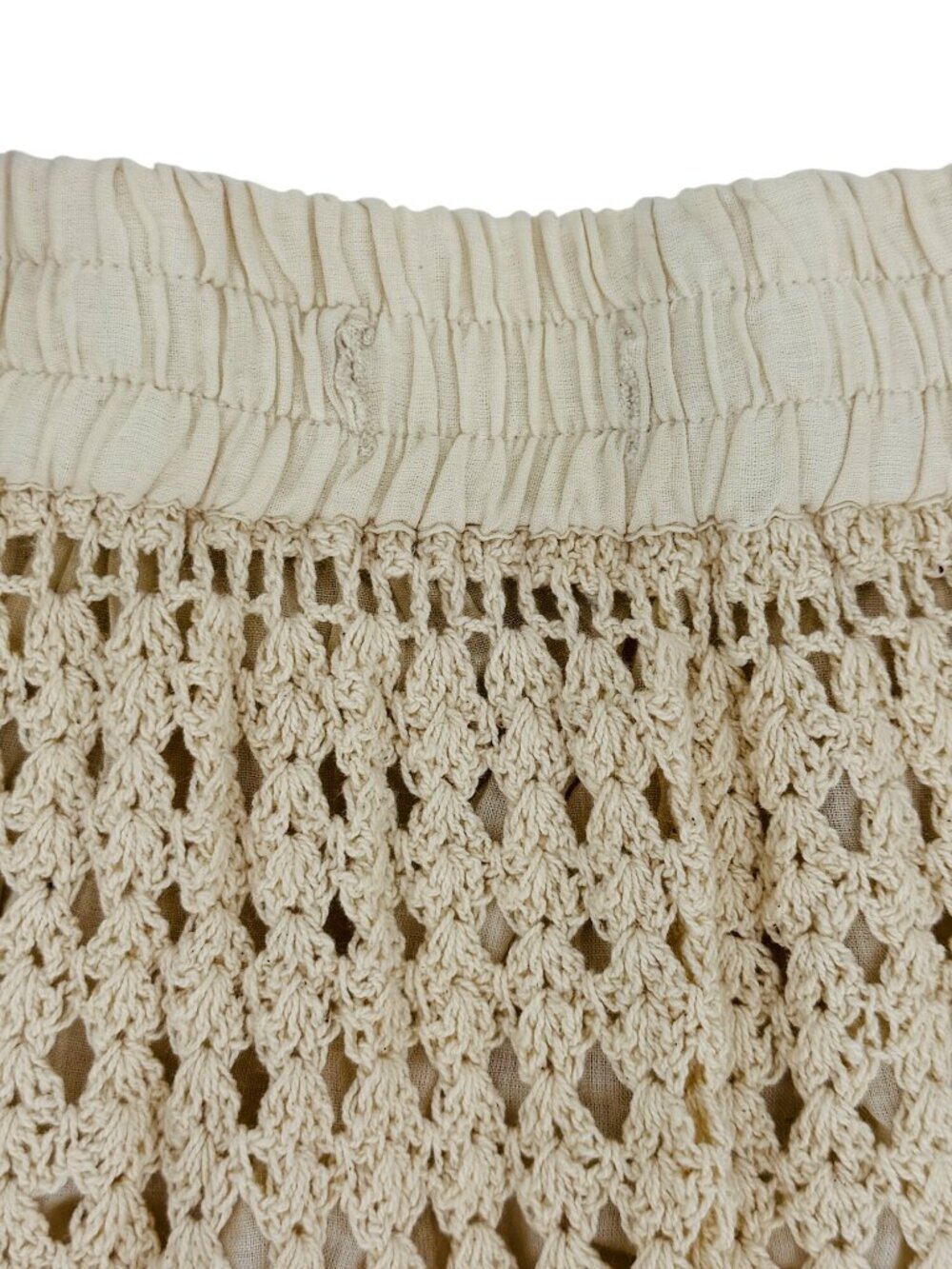 VTG 90s Artelier Nicole Miller Beige Crochet Scalloped Skirt M | Coastal Cowgirl - Picture 5 of 16